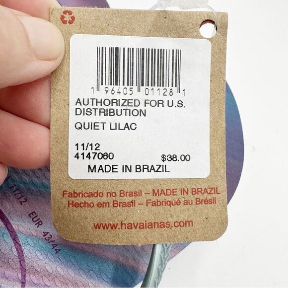 Haviannas Quiet Lilac Metallic Strap Slim Flip Flops US 11/12 - Picture 7 of 10